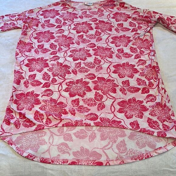 LuLaRoe buttery soft Irma tunic High Low Floral Size XXS Womens Pink White - Picture 3 of 8
